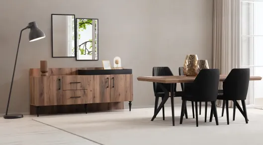 Product img 1, Lidya Modern Ceviz Yemek Odası Takımı